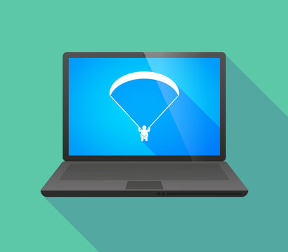 Laptop Icon With A Paraglider