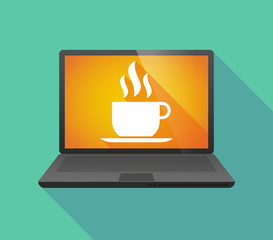 Laptop icon with a coffee mug