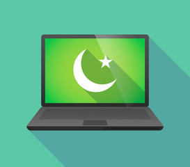Laptop icon with an islam sign