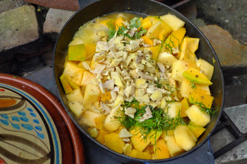 tajine meal made in garden