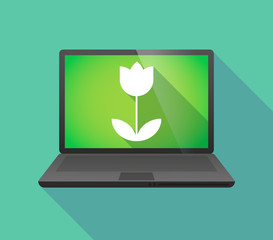 Laptop icon with a tulip
