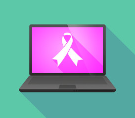 Laptop icon with a social awareness ribbon