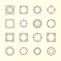 Set of Minimal Geometric Vintage Frames. Vector Illustration © antartstock