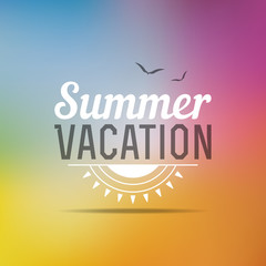 Retro summer vintage label on colorful background. Tropical paradise, beach vacation, adventure and travel