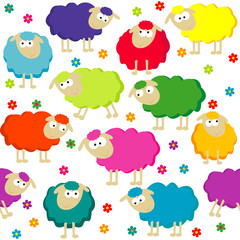 Fototapeta premium Seamless background with cute sheeps