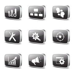 SEO Internet Sign Square Vector Black Icon Design Set 5