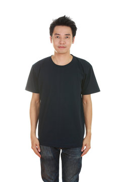 man with blank t-shirt