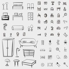 Fototapeta na wymiar Home furniture icons set vector illustration