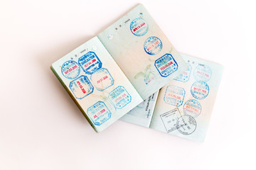 Visas and stamps in passport