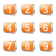 Numbers Counting Square Vector Orange Icon Design Set
