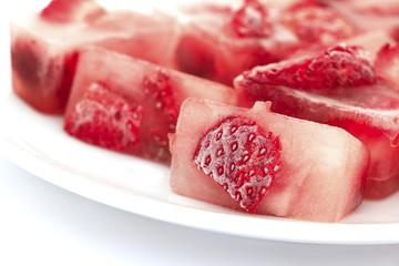 Strawberry in ice