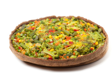 veggie pizza or pie on white