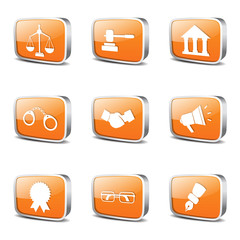 Law Sign Square Vector Orange Icon Design Set