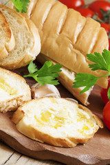 Traditional Italian bruschetta with garlic and olive oil, select