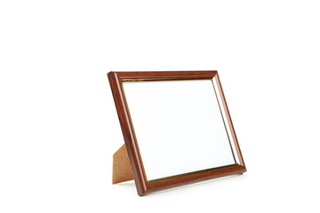 Wooden frame on white background