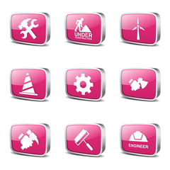Construction Tools Square Vector Pink Icon Design Set 2