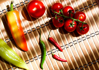 vegetable ingredients, chilly, paper, tomato