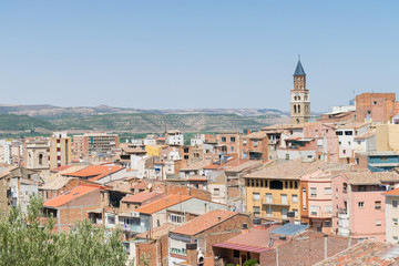 Vista aérea del casco antiguo de Fraga en Aragón, España