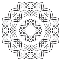the abstract design of a circular pattern. Round Mandala.