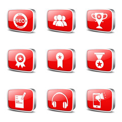 SEO Internet Sign Square Vector Red Icon Design Set 9