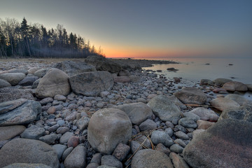 Sunset on Ladoga lake