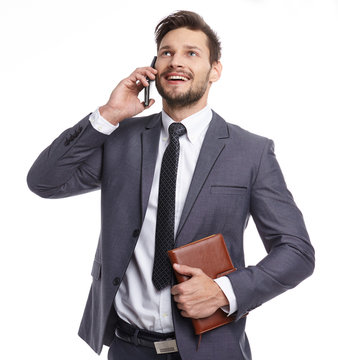business, people and office concept - businessman in suit
