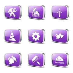 Construction Tools Square Vector Violet Icon Design Set 2