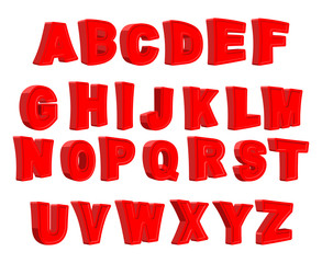 Toy letter. Red alphabet. Cartoon children ABC. Vector illustrat