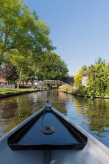 Boat in Dutch village Giethoorn