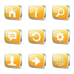 Web Internet Square Vector Yellow Icon Design Set