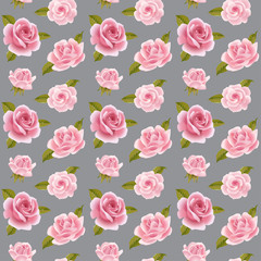 Seamless background with pink roses. 