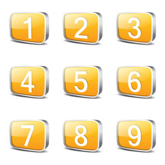 Numbers Counting Square Vector Yellow Icon Design Set