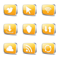 Web Internet Social Square Vector Yellow Icon Design Set