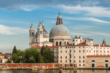 Fototapeta na wymiar Veiw at Basilica di Santa Maria della Salute, Venice, Italy