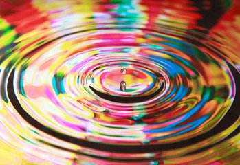 Photo art, Water drop and circles on water, colorful background