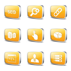 Fototapeta premium SEO Internet Sign Square Vector Yellow Icon Design Set 11