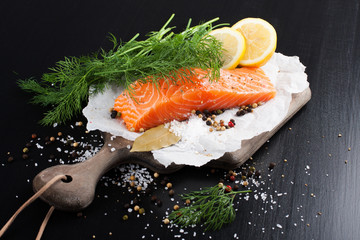 Delicious salmon fillet, rich in omega 3 oil