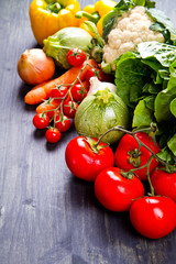 fresh vegetables on wood
