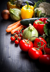 fresh vegetables on wood