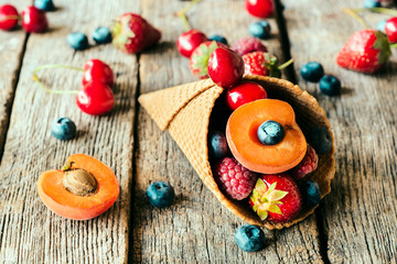 Fresh fruits in cone