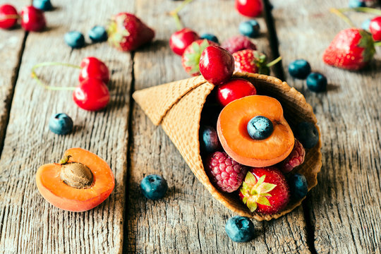 Fresh fruits in cone