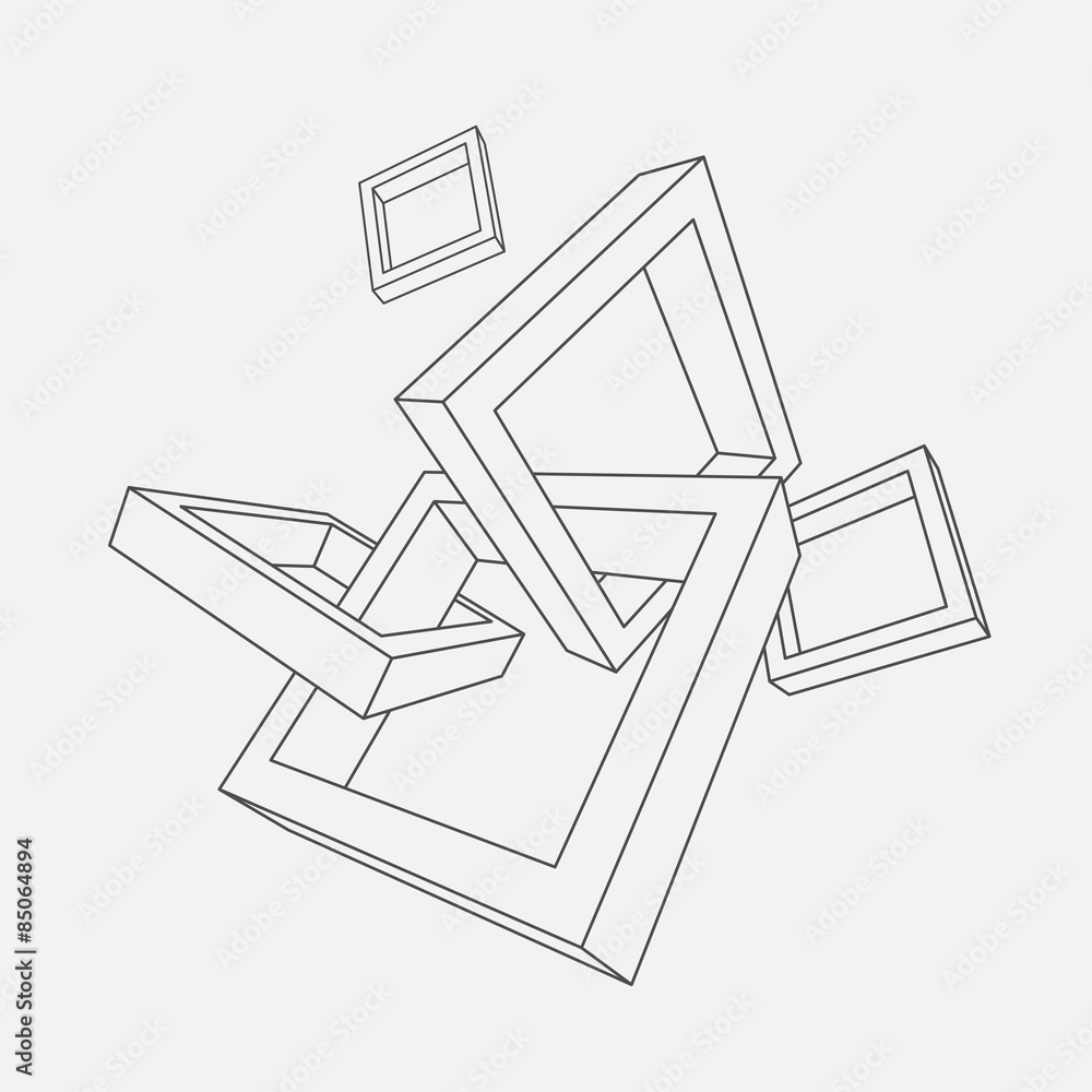 Poster abstract 3d vector frames.