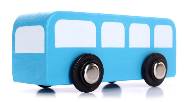 Wooden toy blue bus