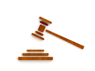 Law gavel symbol on isolated white background