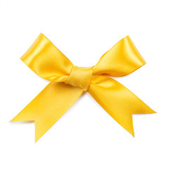 Yellow bow isolated on white background