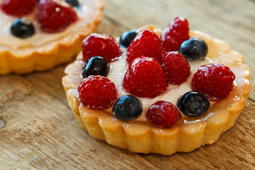 Sweet cakes with berries