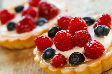 Sweet cakes with berries