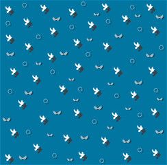blue birds print with olive leafs