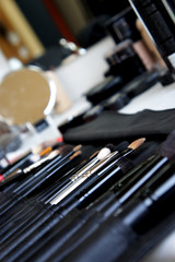 Naklejka premium Cosmetic set and makeup brushes