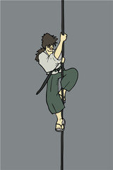 samur&aacute;i handing rope